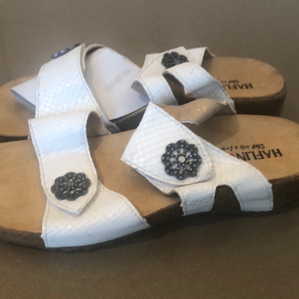 Haflinger white sandals 8.5